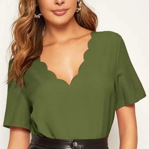 Womens scallop neck top